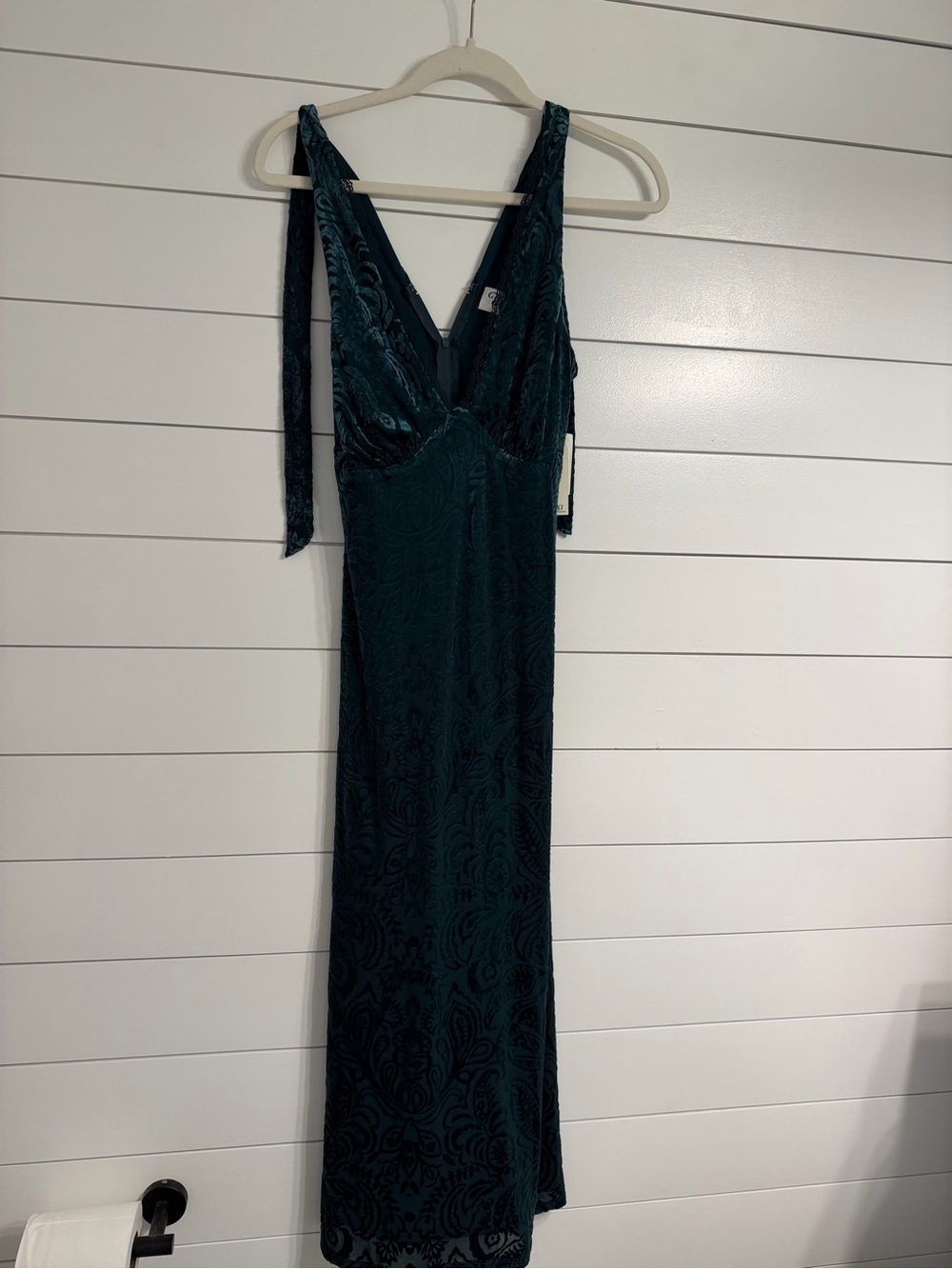 T.J.Maxx Deep Teal Velvet Maxi Dress with V-Neck